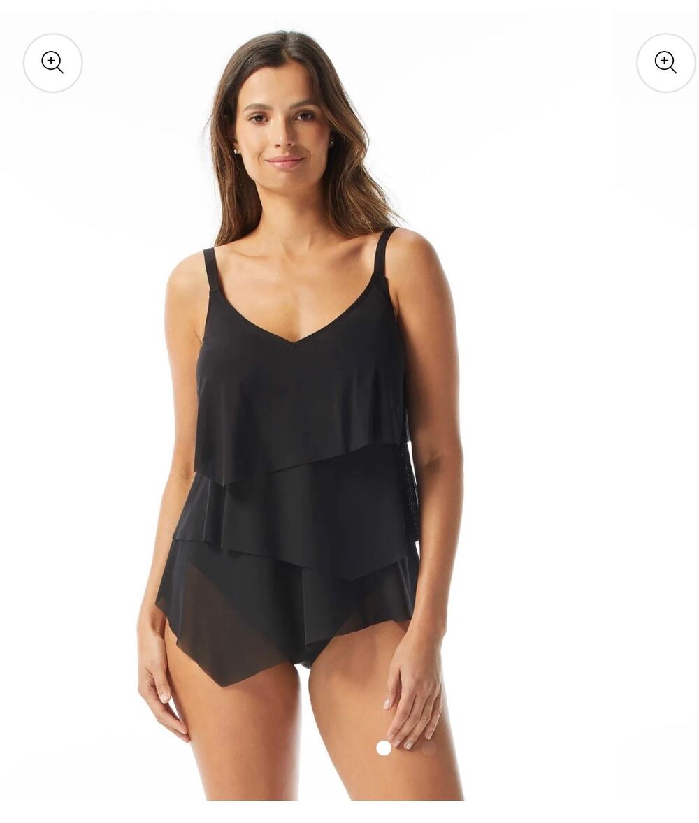 Coco Reef Bra Sized Swimwear Tankini Top Adjustable Straps Black Size 38D NWT